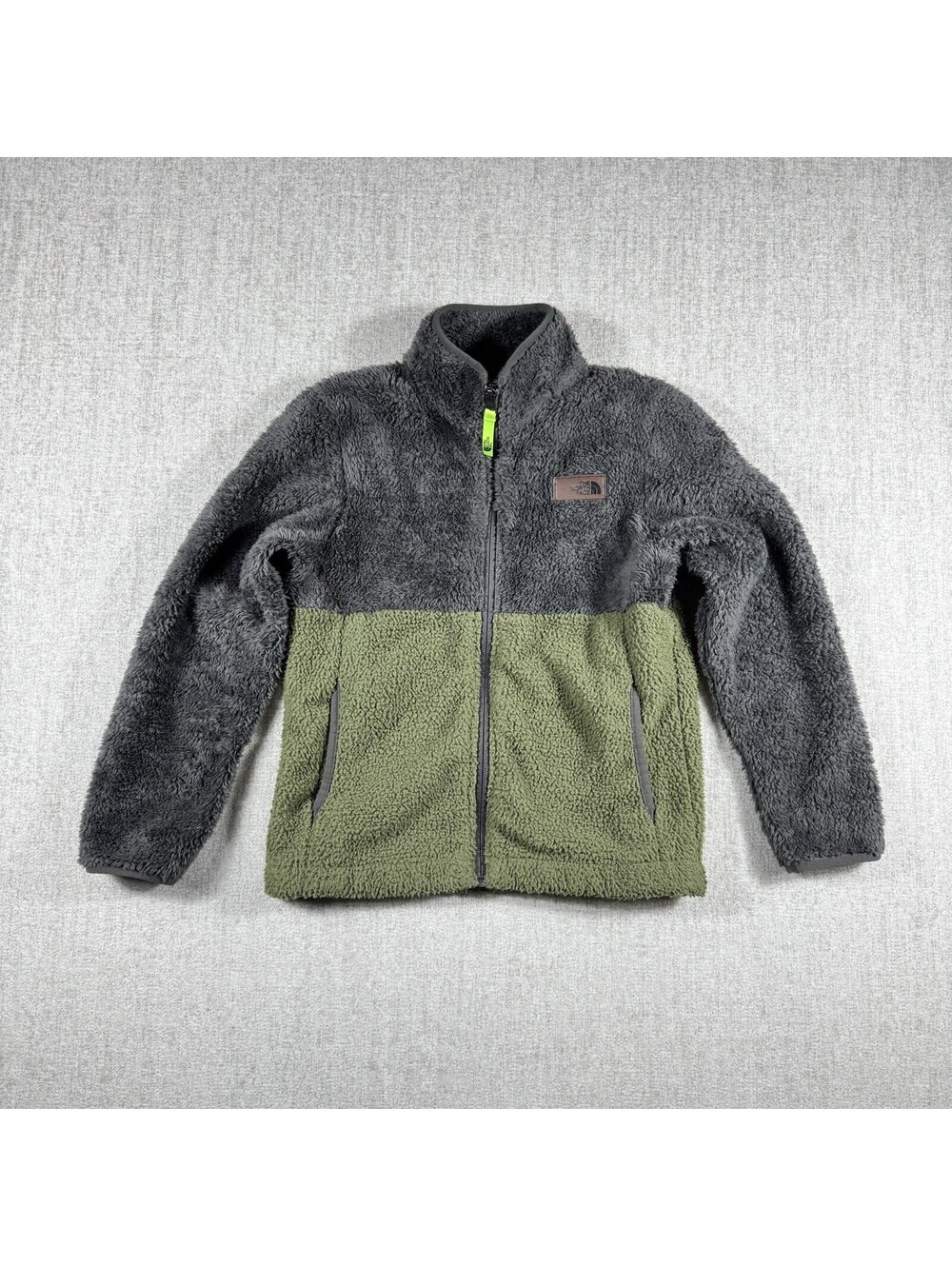 The North Face Sherpa Charcoal Green Full Zip Jacket Youth Size S Boys (7/8)